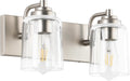 Brushed Nickel Bathroom Vanity Light 2-Light Over Mirror - Clean