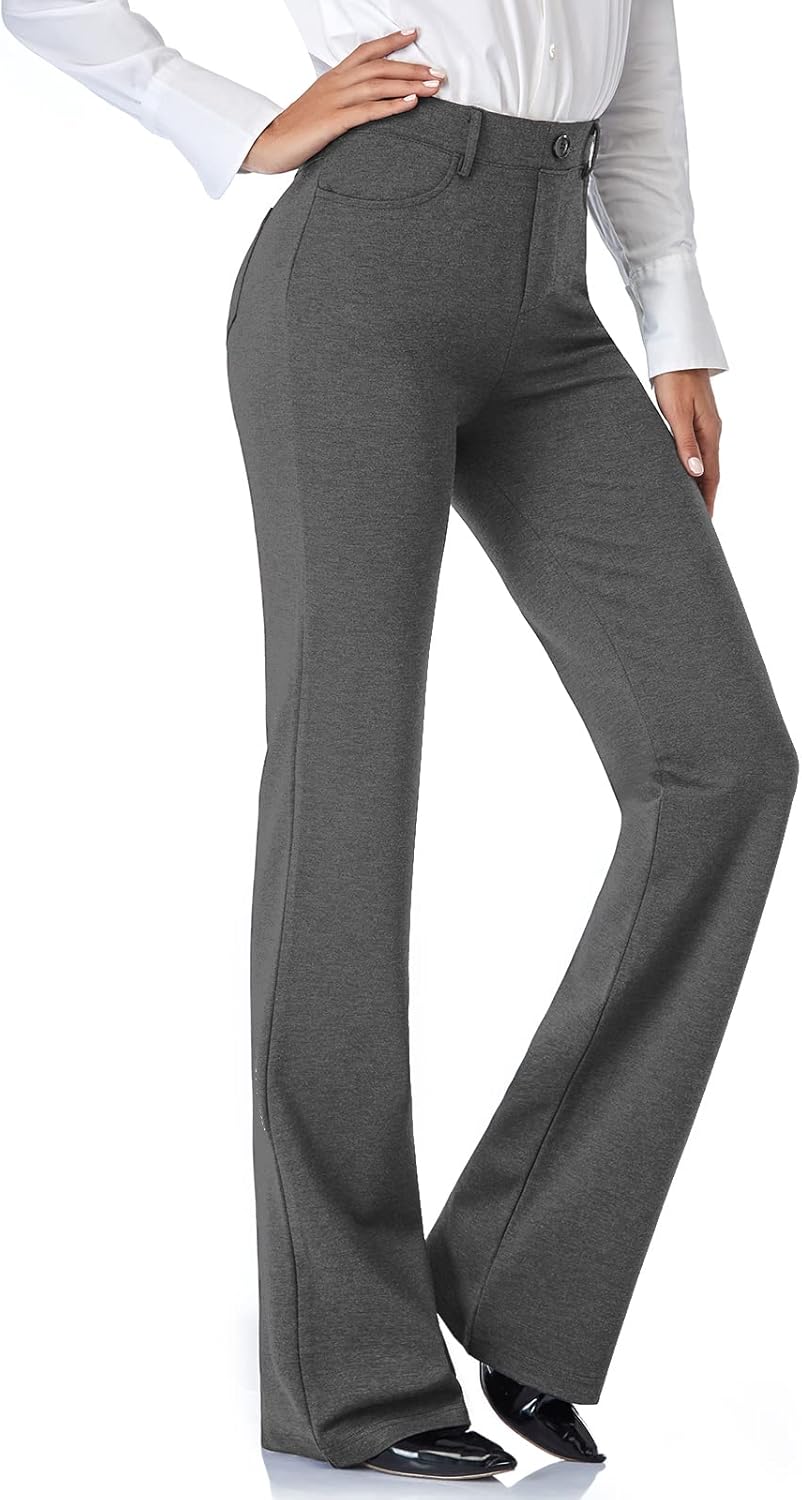 Stretchy Bootcut Dress Pants for Women with Pockets and Comfort