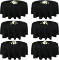 MRJ 6 Pack Round Table Cloth 70 in Black - Durable, Washable Table