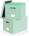 File Storage Organizer Box 2 Pack - Portable Letter/Legal File Boxes