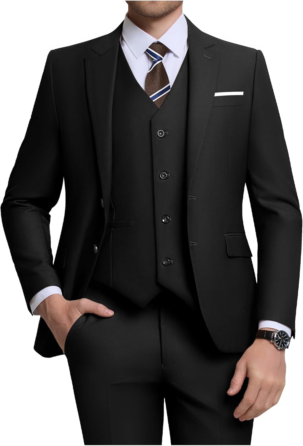 Men's 3 Piece Slim Fit Suit Set for Weddings and Business Events