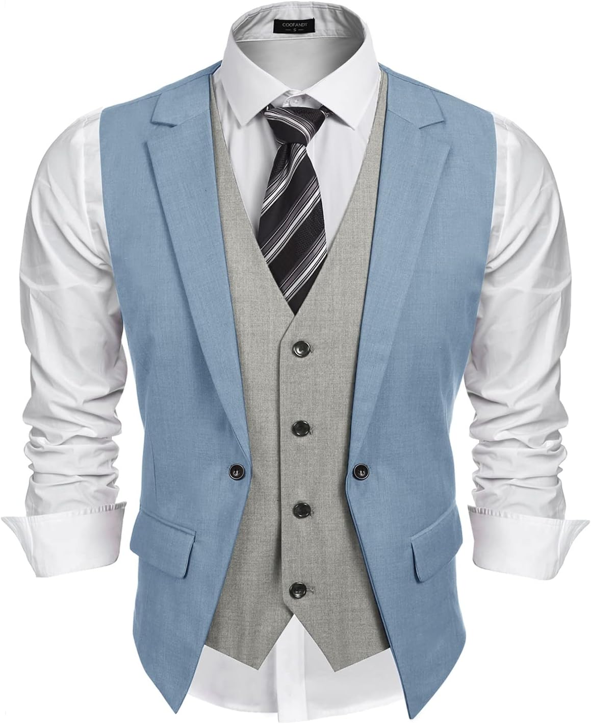 COOFANDY Men's Layered Suit Vest for Formal and Casual Wear