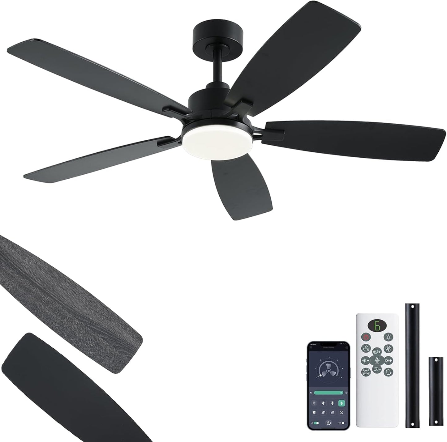 52 Inch Ceiling Fan with Lights and Remote Control for Comfort