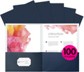 Two Pocket Folders 100 Pack Blue Folders with Pockets - Bulk School