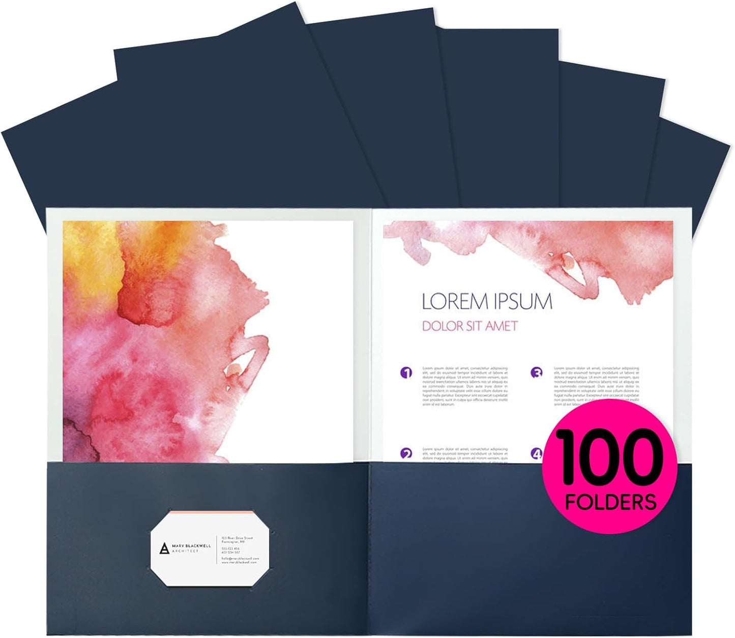 Two Pocket Folders 100 Pack for School Office and Home Use