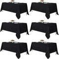 Fitable Black Rectangle Tablecloths for 6 ft Tables - 6 Pack