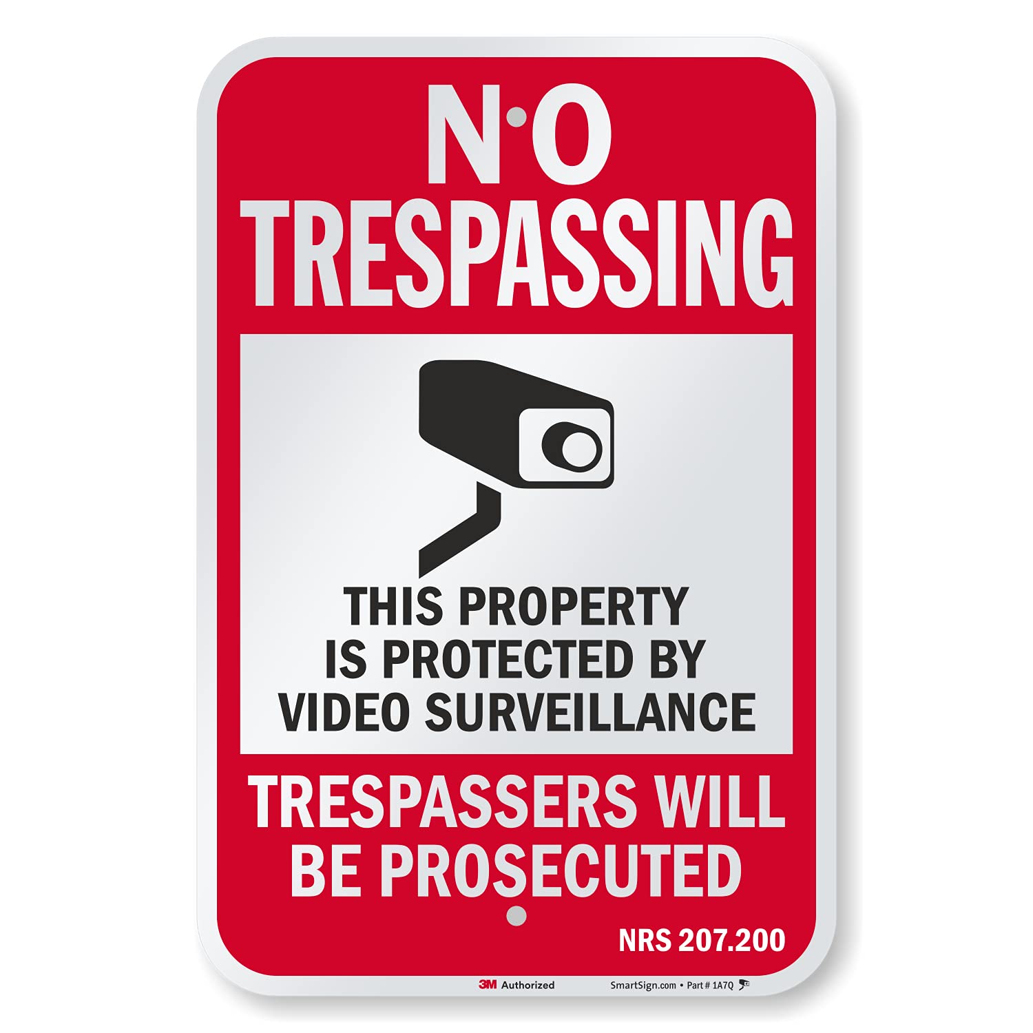 No Trespassing Sign - Property Protected By Surveillance 18x12