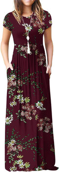 Women Summer Crew Neck Casual Short Sleeve Floral Maxi Dress Shops