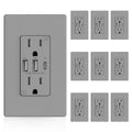 USB Wall Outlet with Type C and A Ports - 3-Port 30W Matte Gray