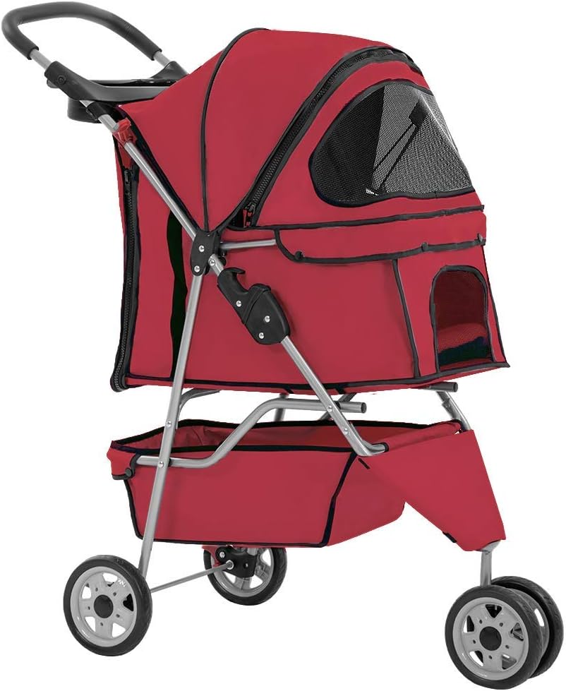 BestPet 3 Wheels Pet Dog Stroller for Small Dogs & Cats Travel