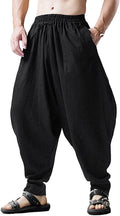 Men's Drop Crotch Harem Pants - Comfortable Loose Aladdin Trousers