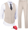 Men's 3-Piece Slim Fit Vest and Pants Suit Set with Tie - Slim Fit