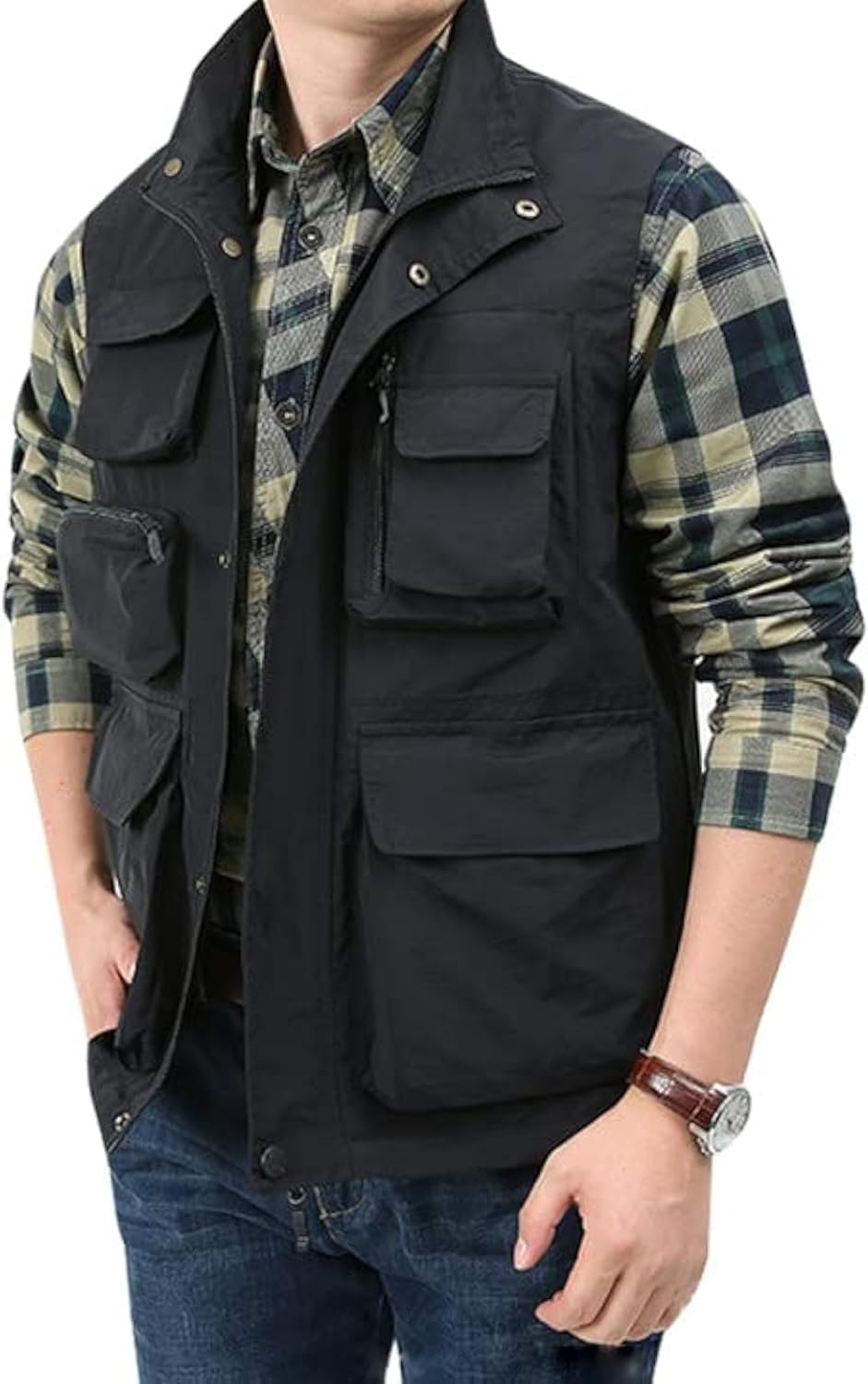 Yimoon Mens Utility Fishing Vest Lightweight Multi-Pocket Design