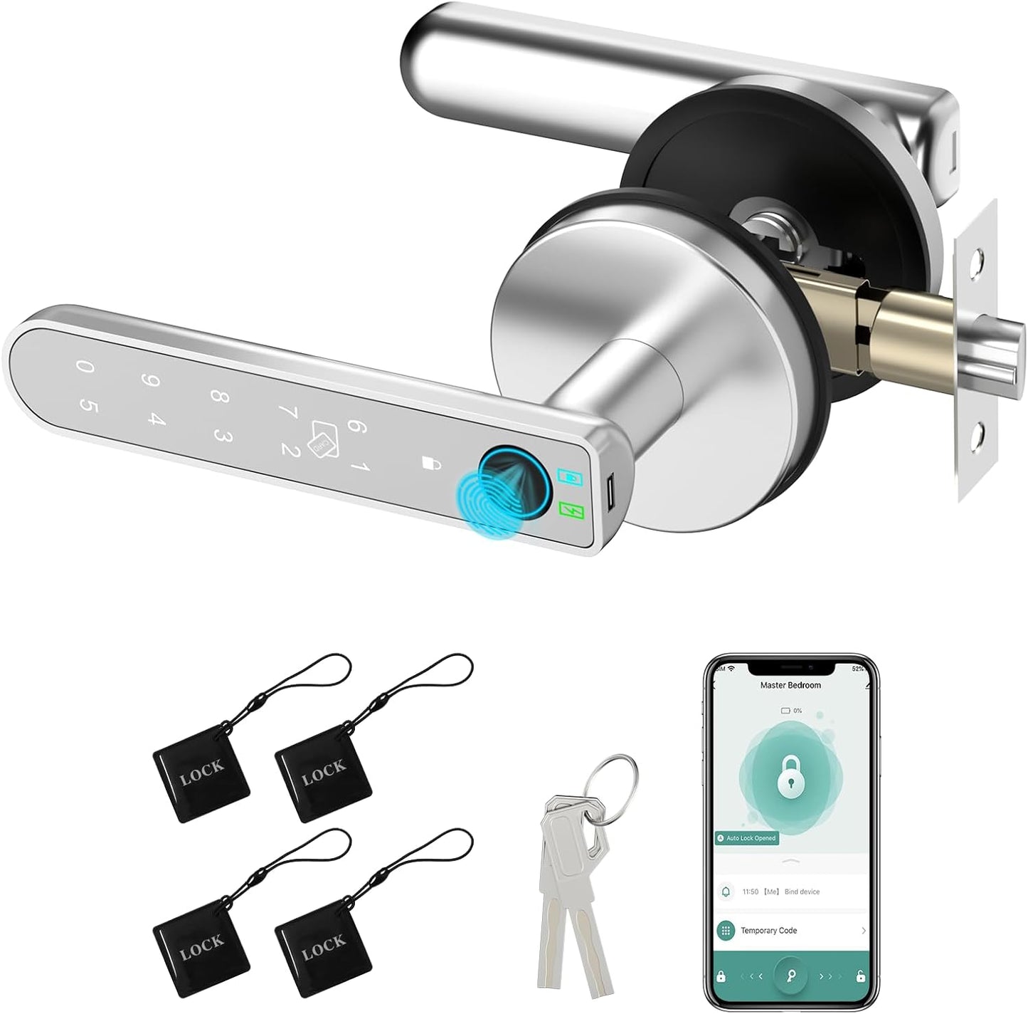 Foxgard Smart Fingerprint Door Lock: Biometric 5-in-1 Security