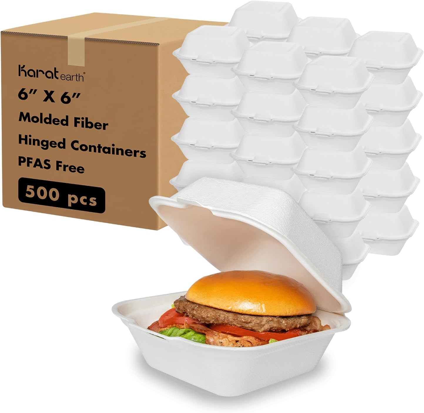 KARAT EARTH Compostable Clamshell Take Out Food Containers