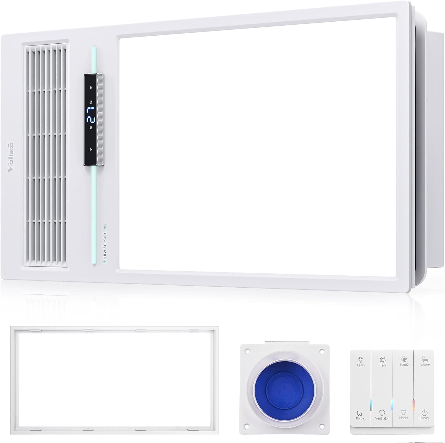 Bathroom Fan with Light and 1800W Heater for Year-Round Comfort