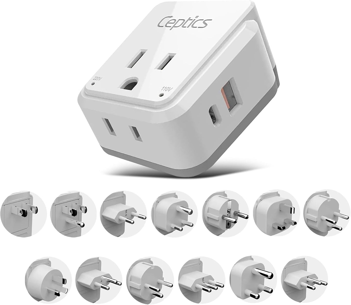 Ceptics International Power Plug Adapter Travel Set for Global Use