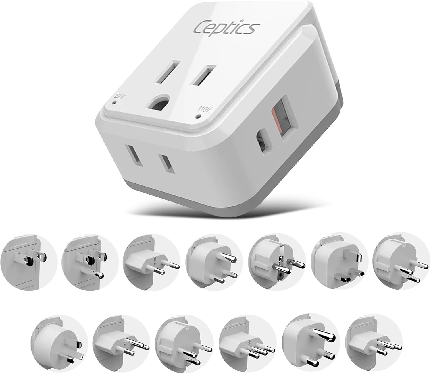 Ceptics International Power Plug Adapter Travel Set for Global Use