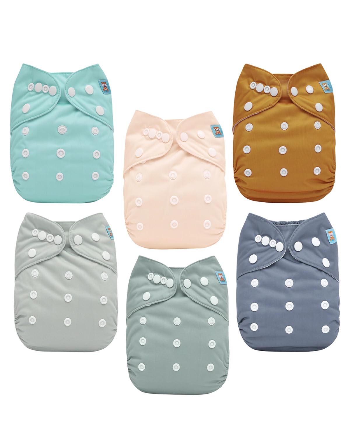 ALVABABY Baby Cloth Diaper 6 Pack with 12 Inserts for Comfort