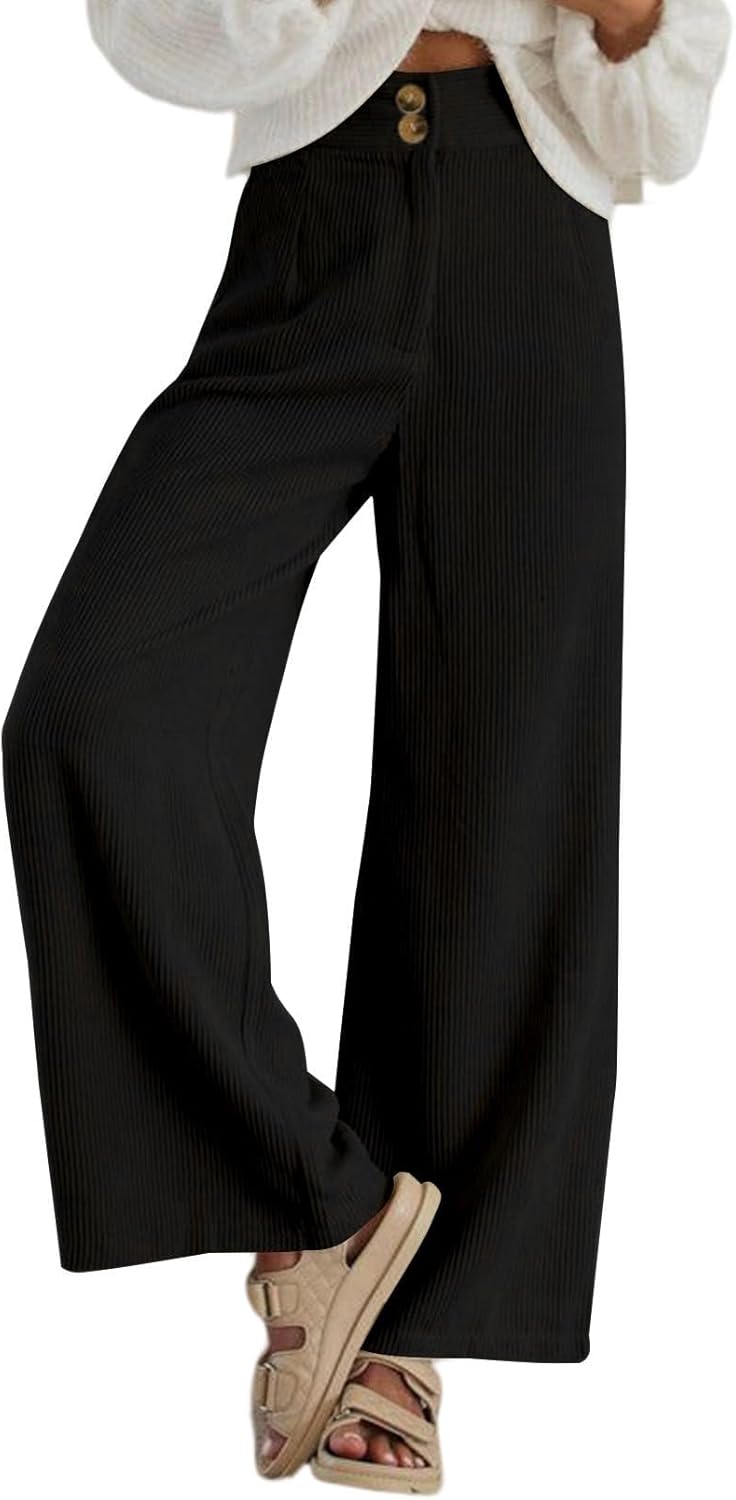 Stylish High Waisted Corduroy Pants for Women with Pockets