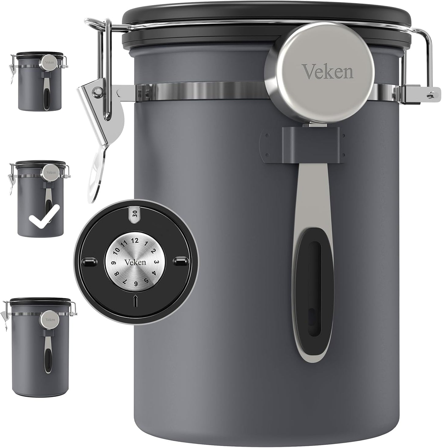 Veken Coffee Canister for Fresh Grounds and Beans Storage