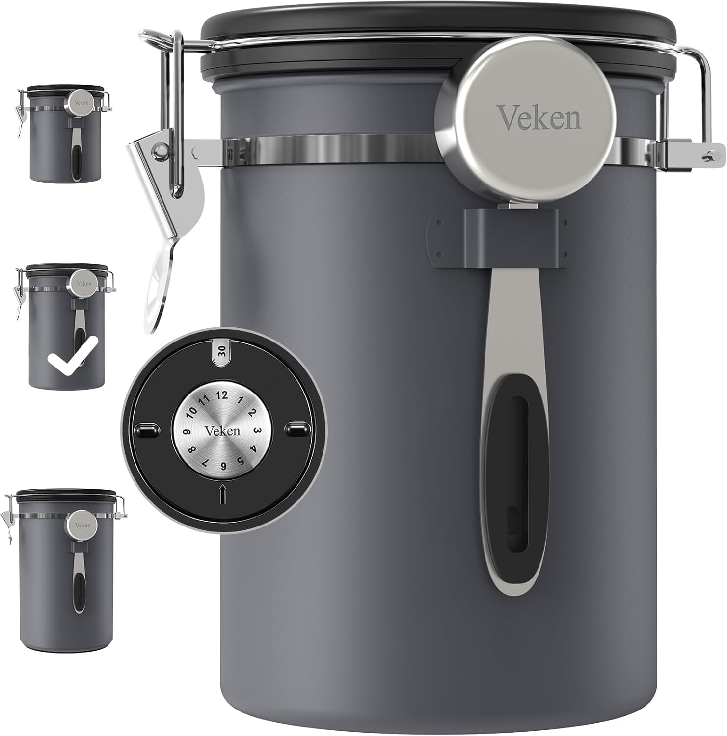 Veken Coffee Canister for Fresh Grounds and Beans Storage