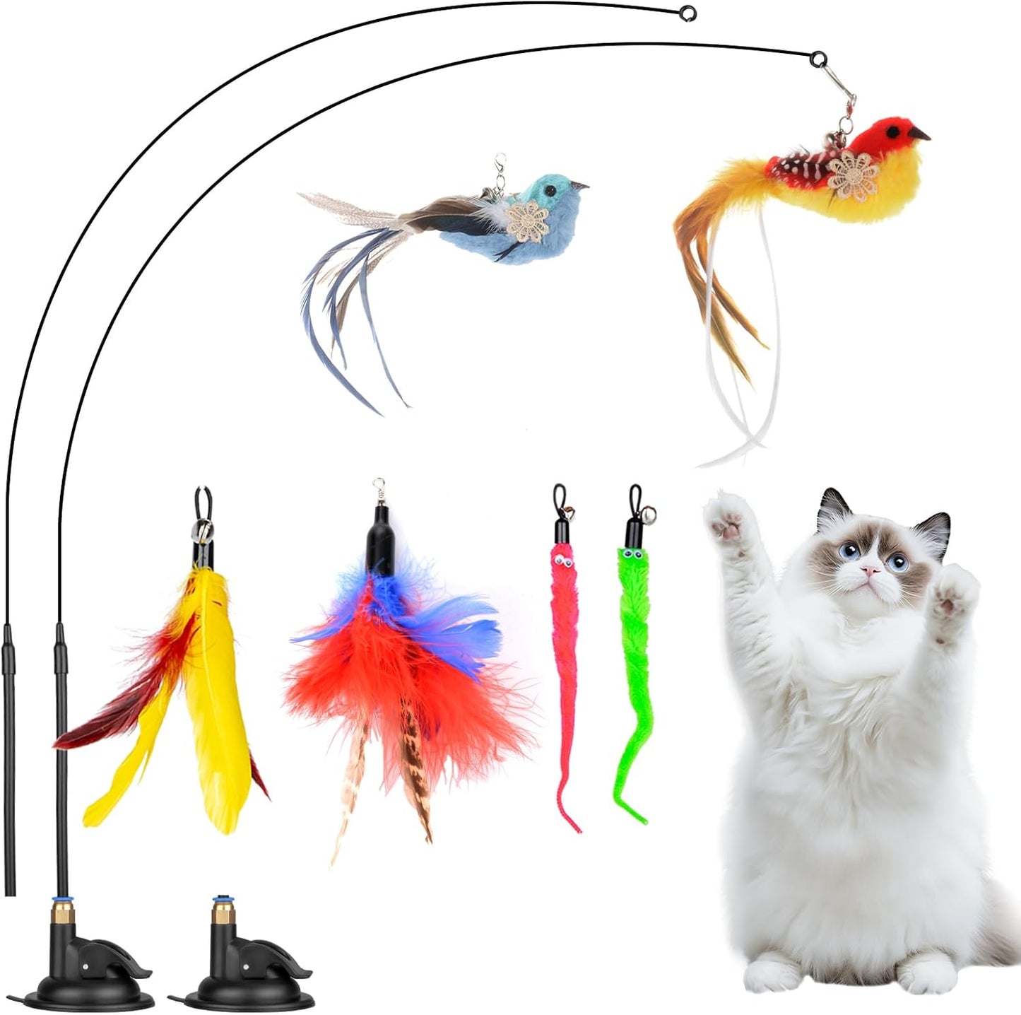 Interactive Cat Feather Toys Set - Playful Indoor Exercise by Qoosea