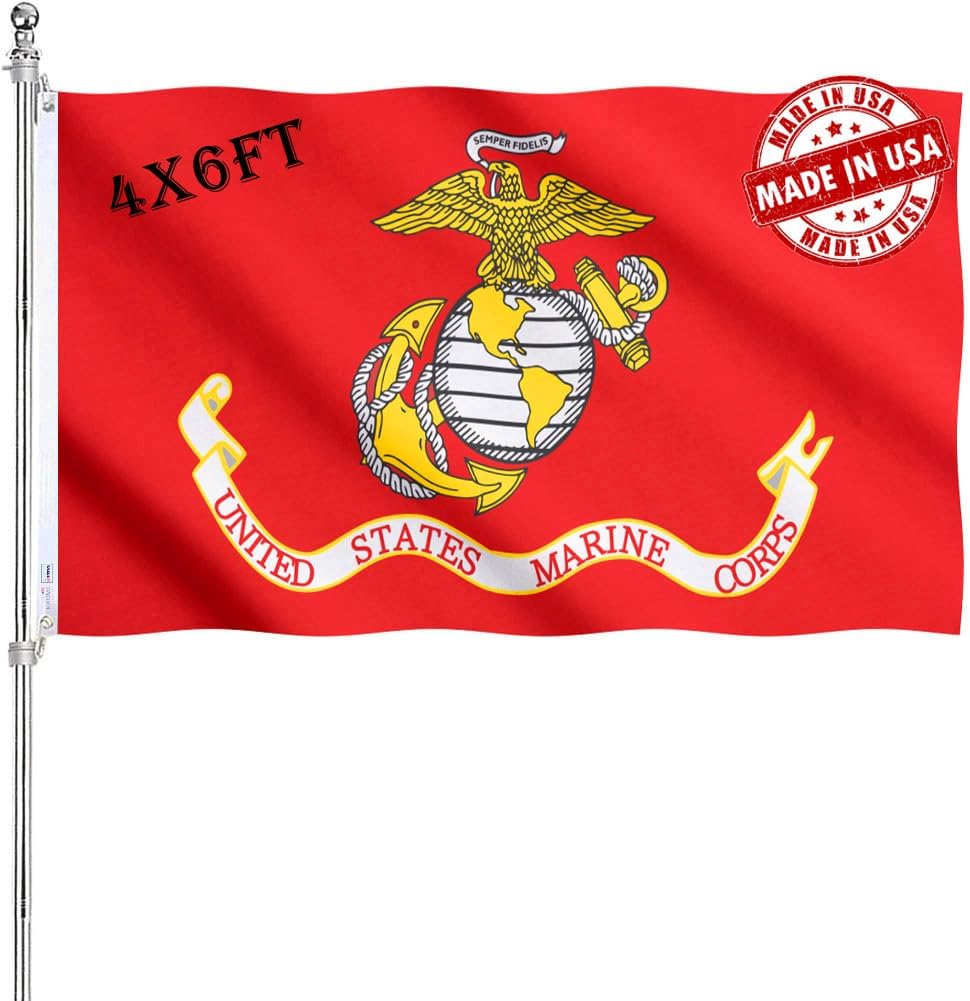 Double Sided 3-Ply US Marine Corps Flag 4x6FT Heavy Duty