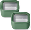Glass Food Storage Set 2pc - 4.4 Cup Ceramic Coated Containers - Sage