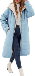Long Womens Winter Coat Fleece Lined Quilted Puffer Jacket