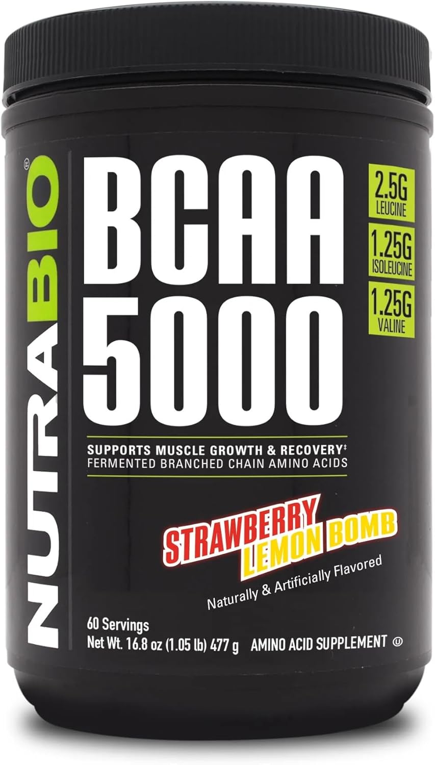 NutraBio BCAA 5000 Powder - Vegan BCAAs for Muscle Growth
