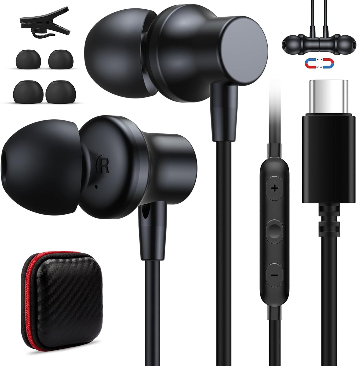 USB C Magnetic Noise-Canceling Earphones for iPhone & Android