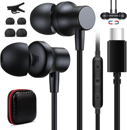USB C Magnetic Noise-Canceling Earphones for iPhone & Android
