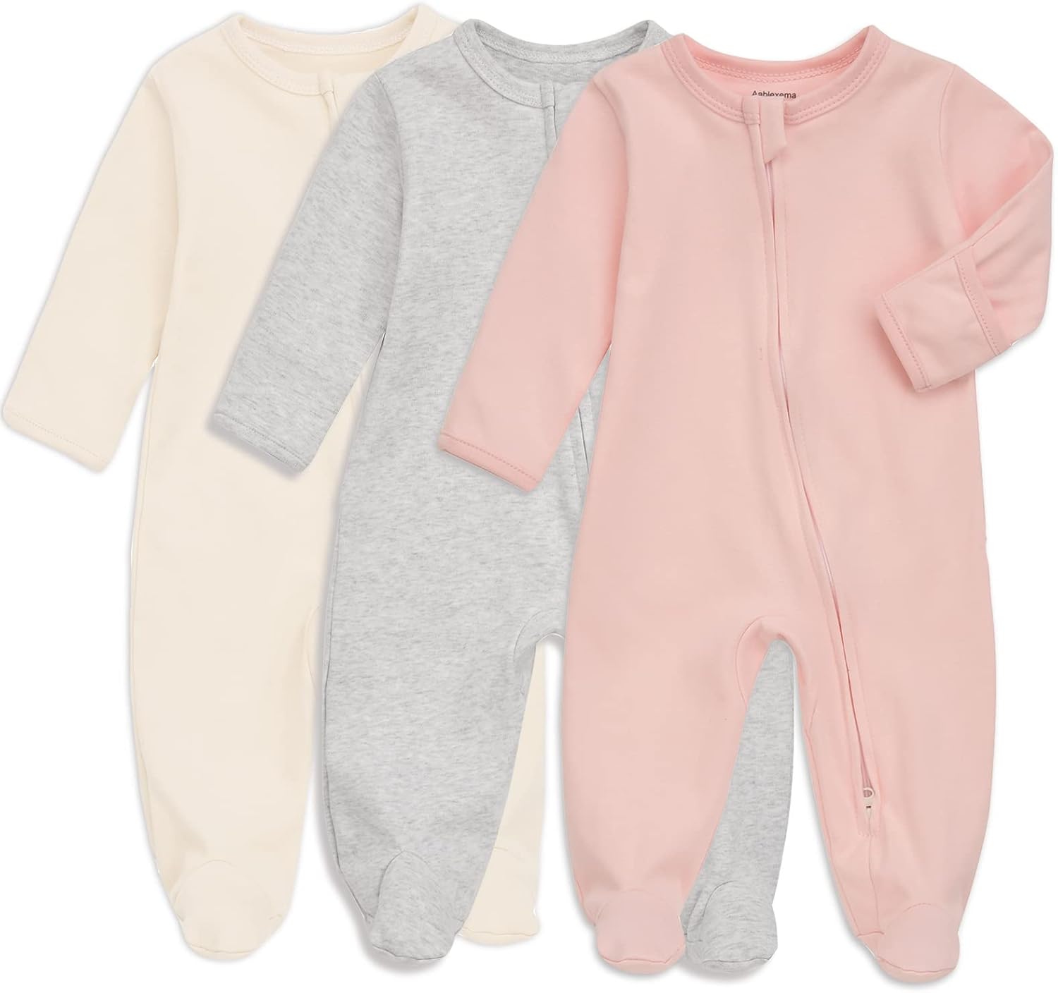 Aablexema Baby Footie Pajama with Mitten Cuffs for Comfort