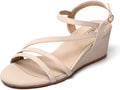 IDIFU Women's Wedge Heel Sandal Dress Low Strappy 2 in Open Toe