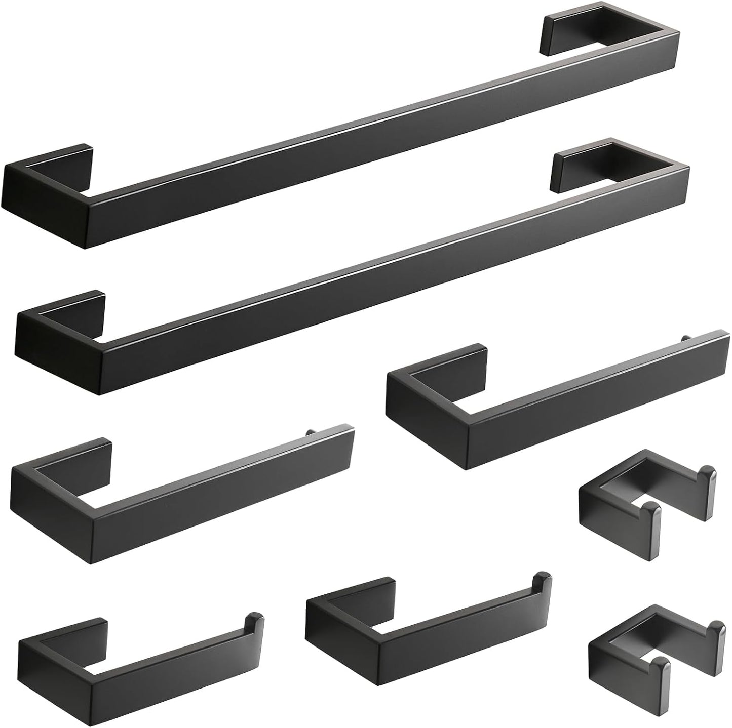 Fapully 8 Piece Bathroom Hardware Set in Matte Black Finish