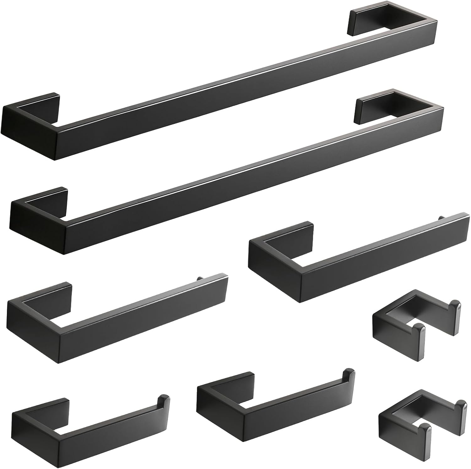 Fapully 8 Piece Bathroom Hardware Set in Matte Black Finish
