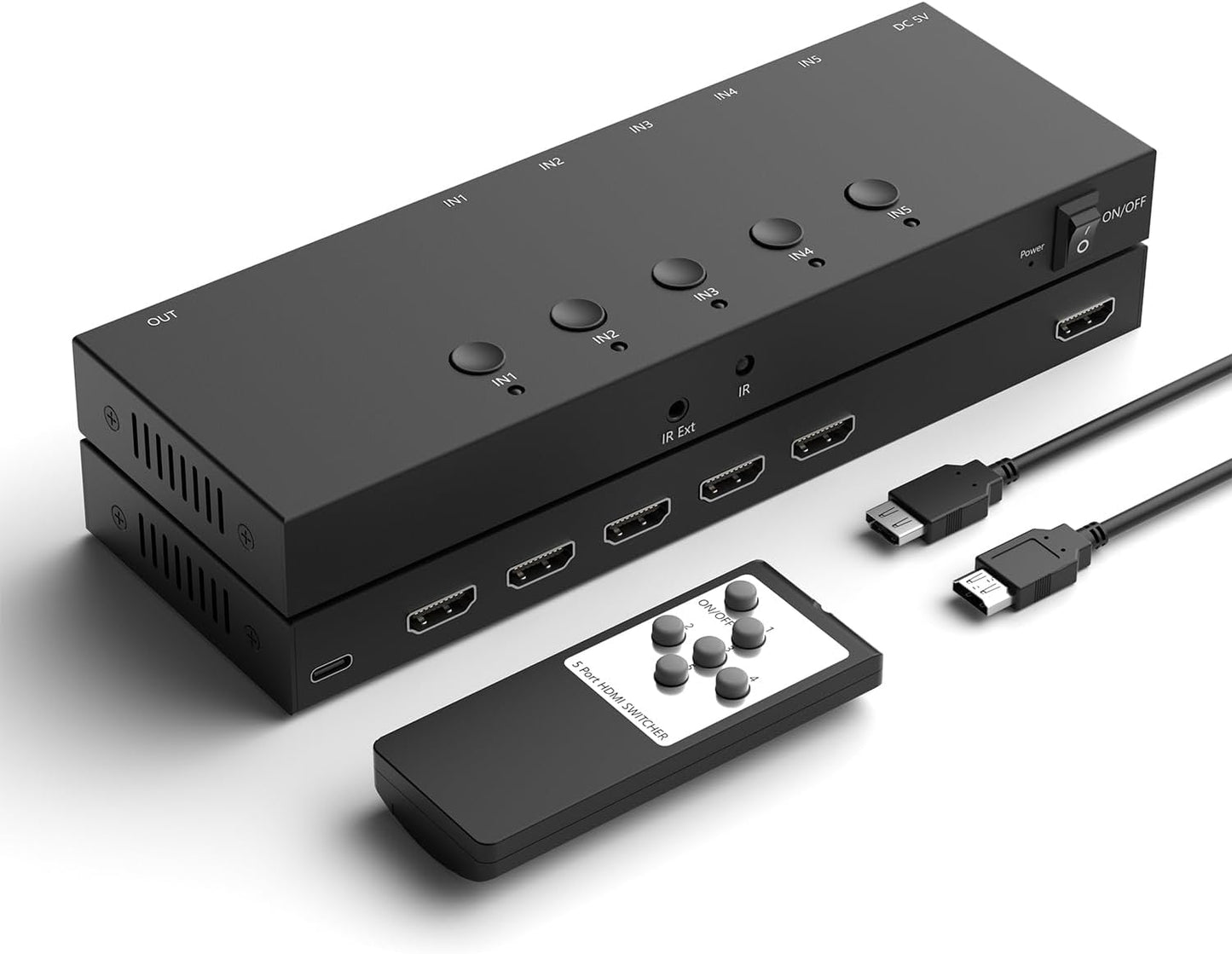 5 Port HDMI Switch 4k@60hz for Gaming Consoles and More