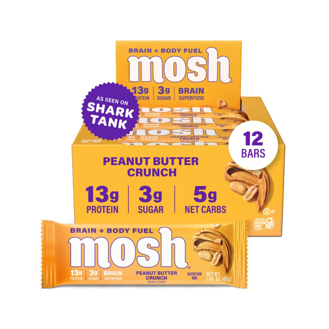 MOSH Peanut Butter Crunch Keto Protein Bars for Brain Health