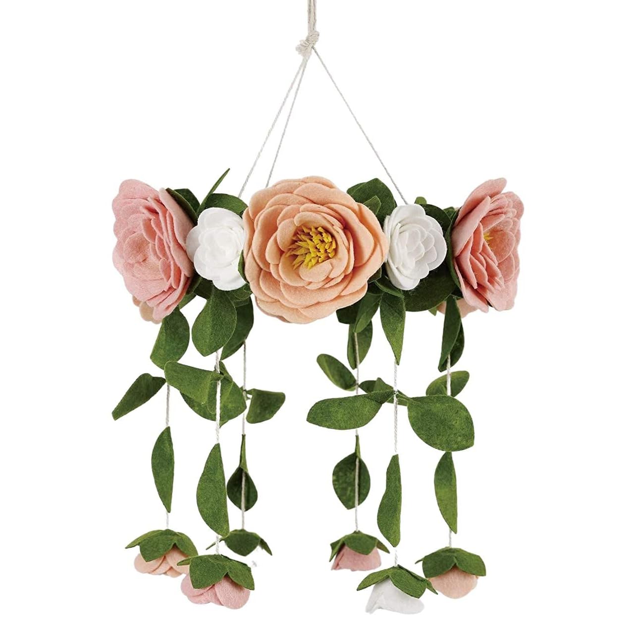 Baby Crib Mobile with Felt Roses - Handmade Floral Decor