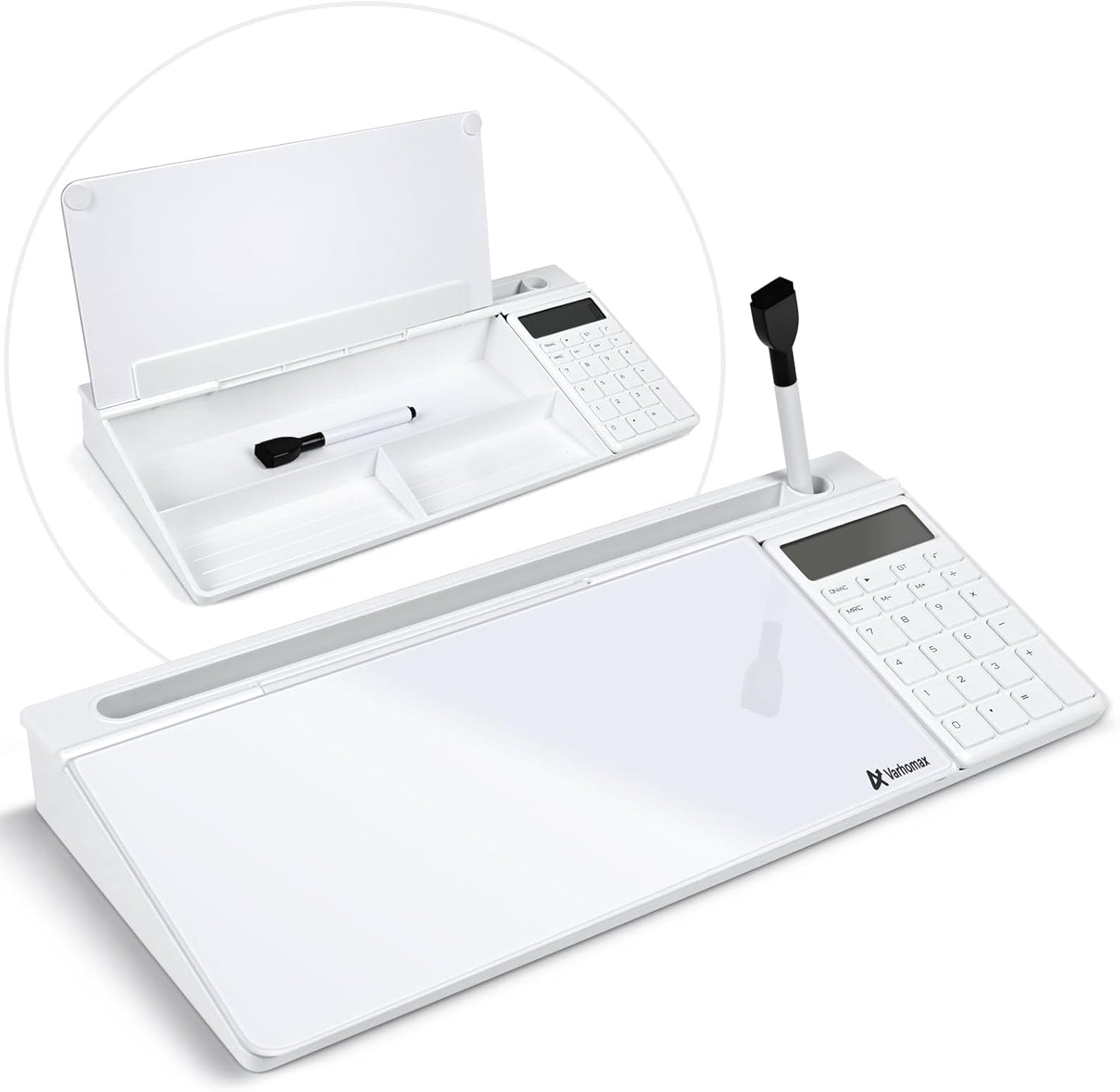 Varhomax Glass Desk Whiteboard with Calculator for Home Office