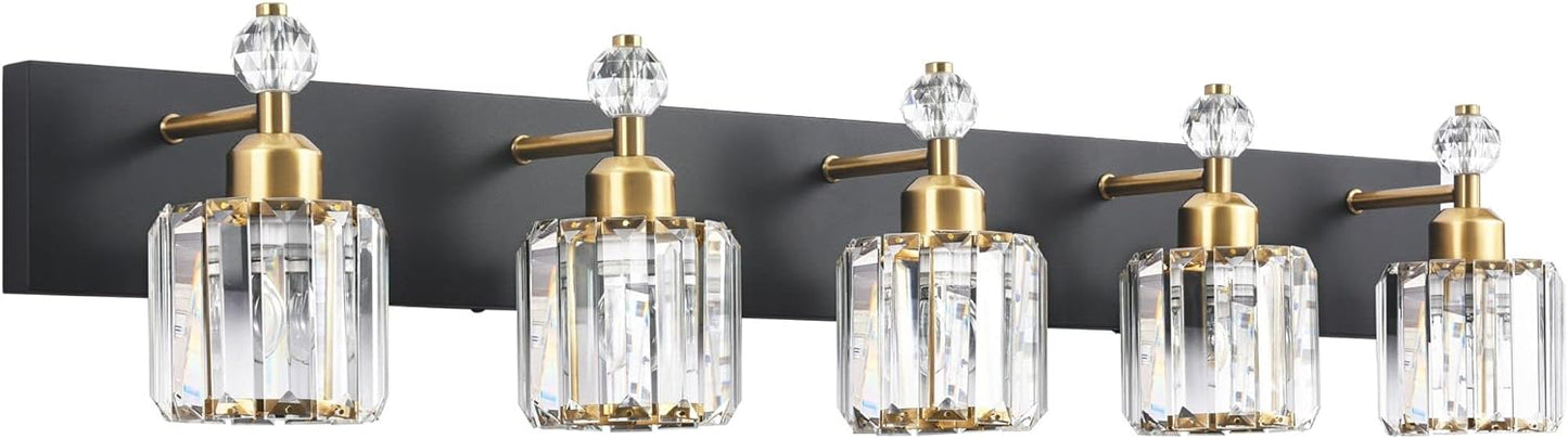Modern Black Crystal Bathroom Vanity Light for Elegant Spaces