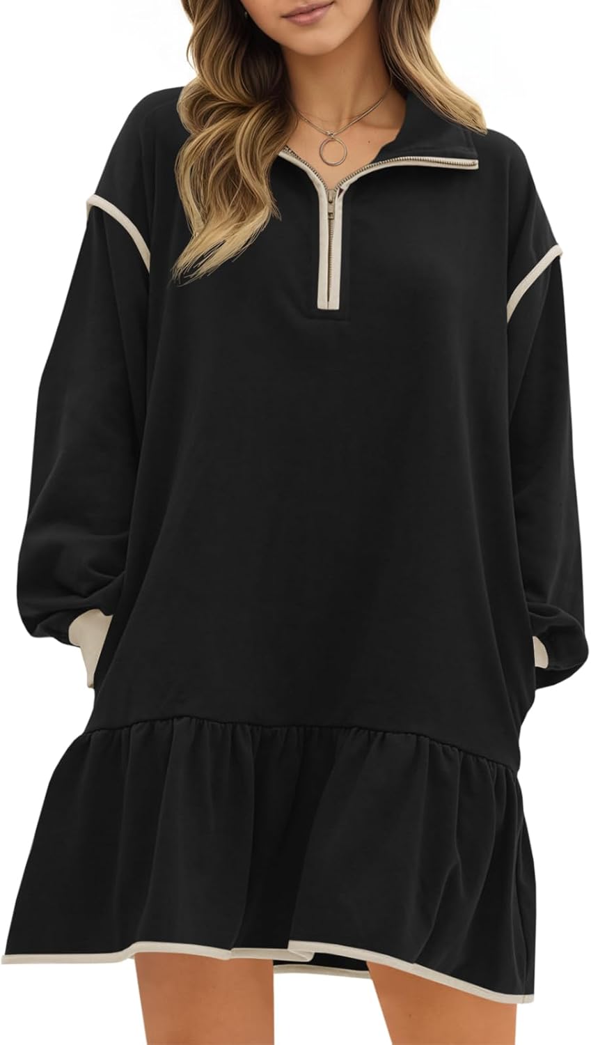 Wenrine Womens Oversized Sweatshirt Dress for Fall Fashion