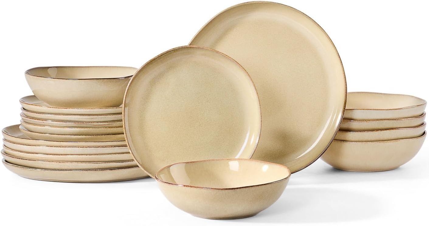 Stoneware Dinnerware Set for 6 - Handmade Irregular Dish Set