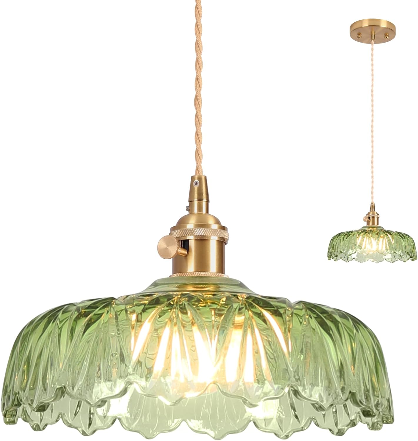 Vintage Green Glass Pendant Lights for Kitchen Island and More