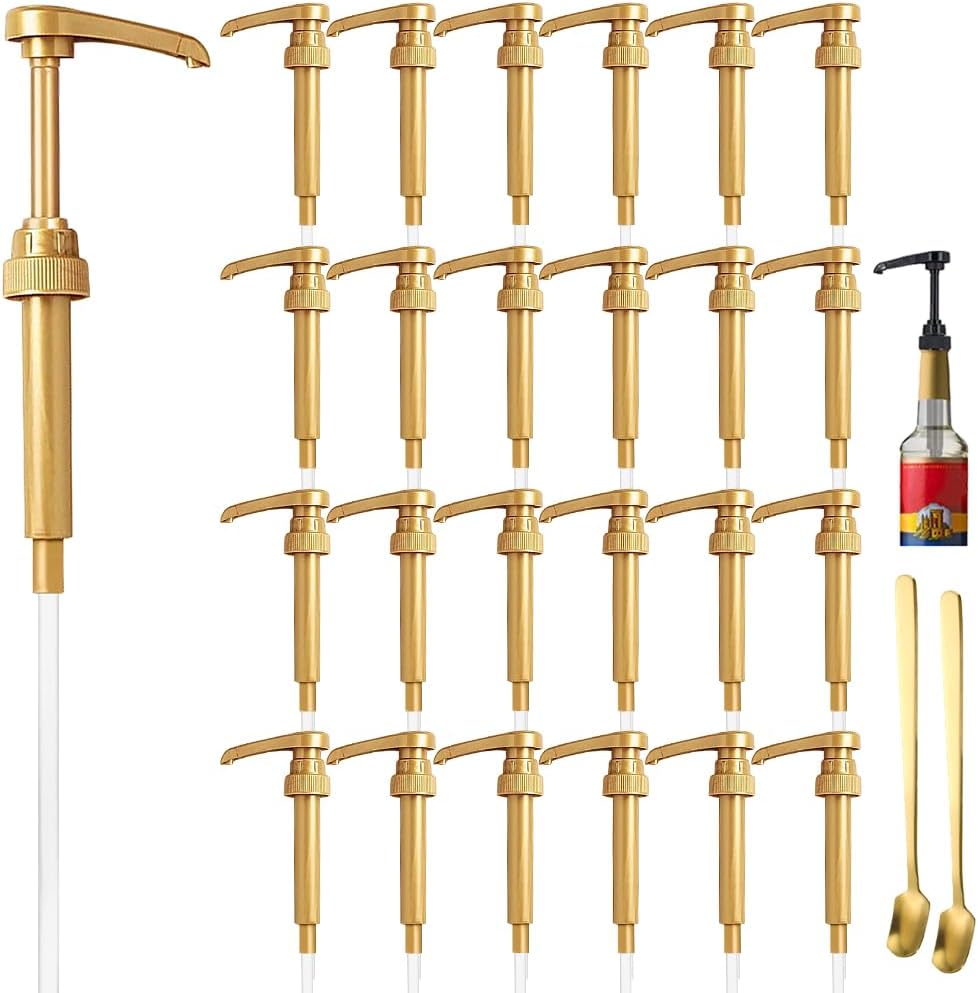 25 Pcs Gold Coffee Syrup Pumps for Perfect Beverage Mixing