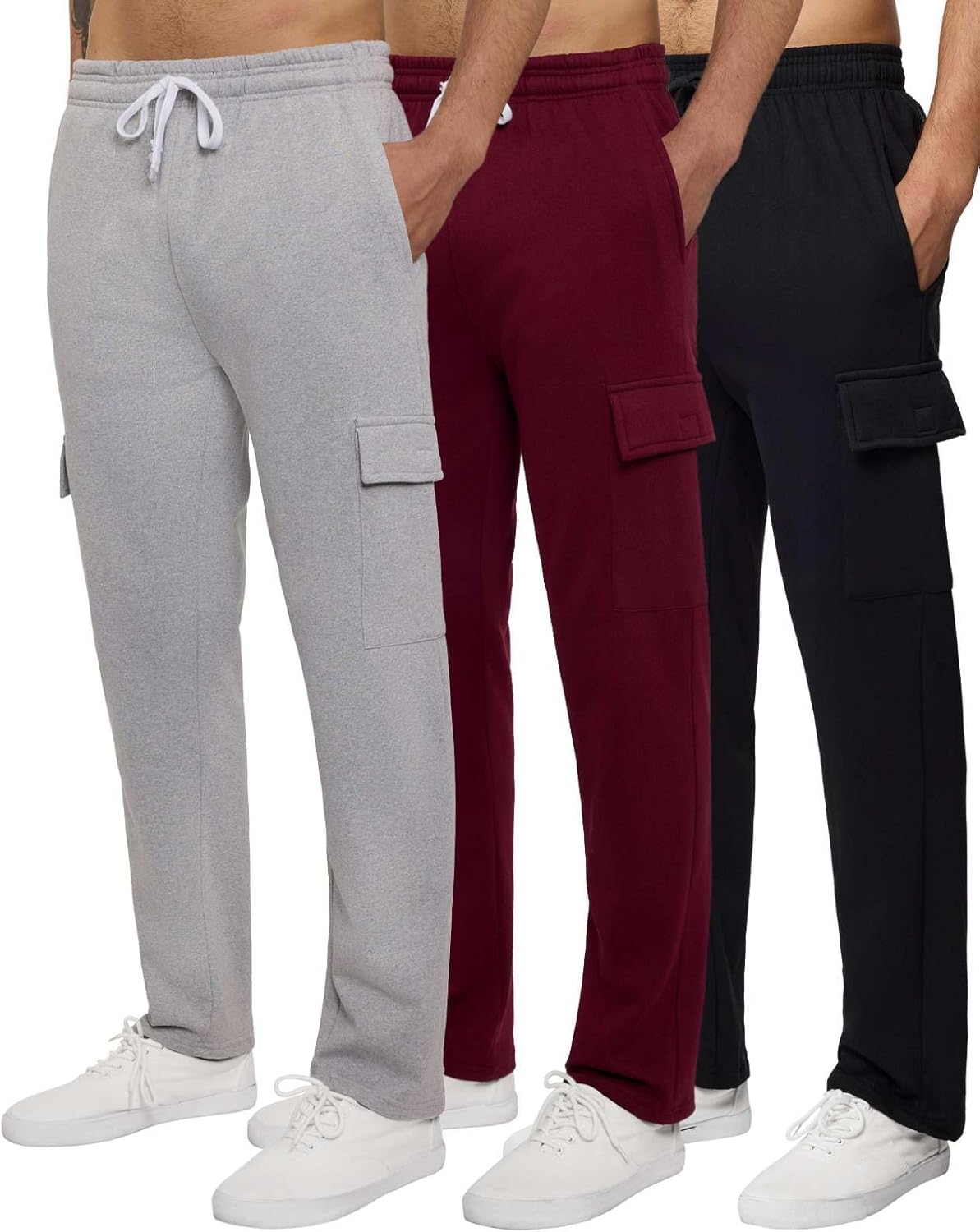 Real Essentials Men's Tech Fleece Cargo Sweatpants for Comfort