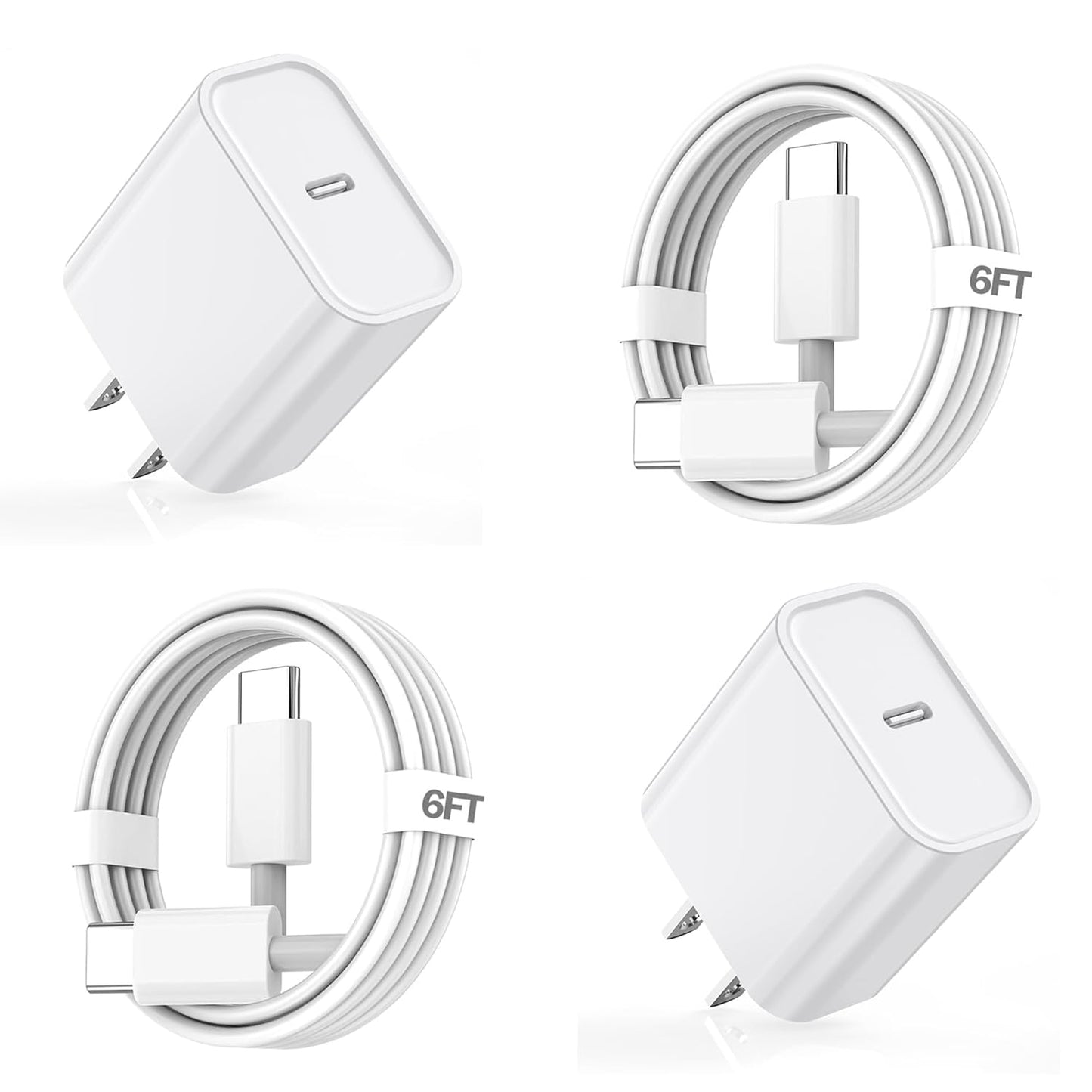 iPhone 16 Fast Charging 2Pack USB C Wall Charger Block 6FT Cable