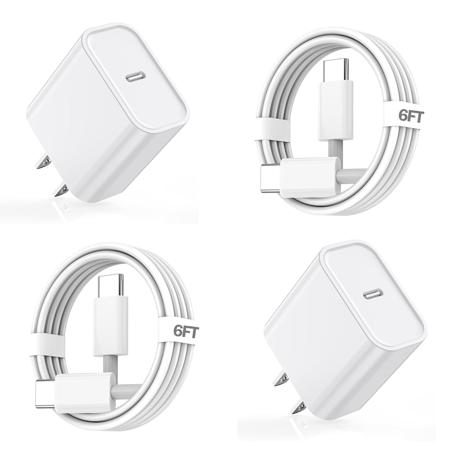 iPhone 16 Fast Charging 2Pack USB C Wall Charger Block 6FT Cable