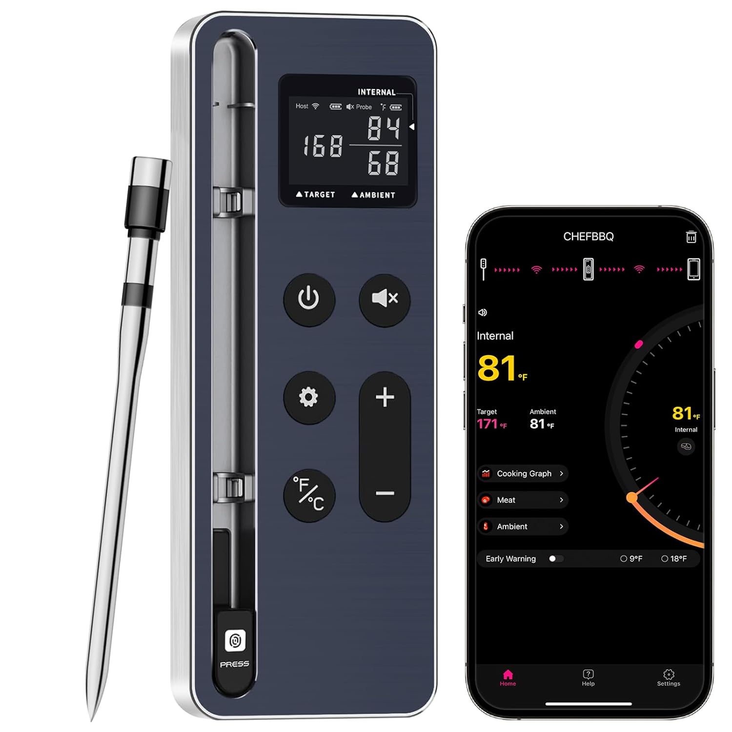 Smart Bluetooth Wireless Meat Thermometer for Perfect Cooking